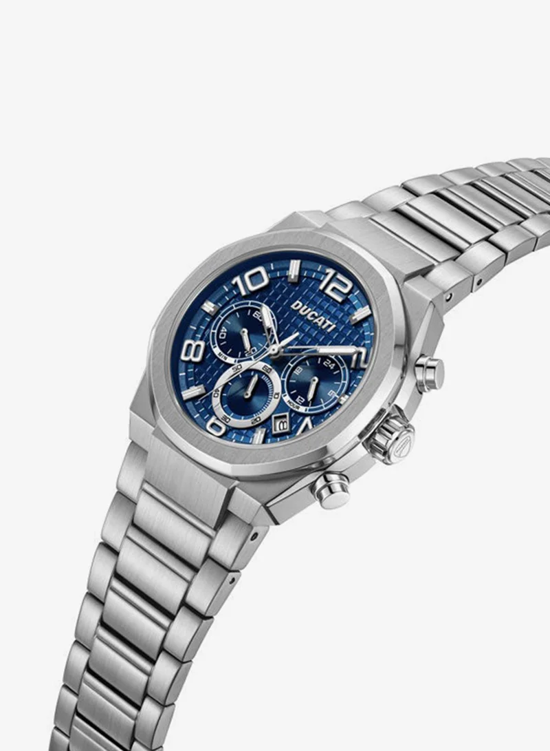 دوكاتي DT006 Blue Dial, Stainless Steel Bracelet, Chronograph Watch for Men, 42mm