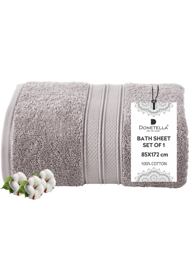 Donetella Premium 100 % Combed Cotton 1-Pcs Bath Sheet (85 X 172 CM) 600 GSM Large Towel, Highly Absorbent, Quick Dry,Best Towel for Bathroom, Spa And Hotel,Violet Ice  - Image 1
