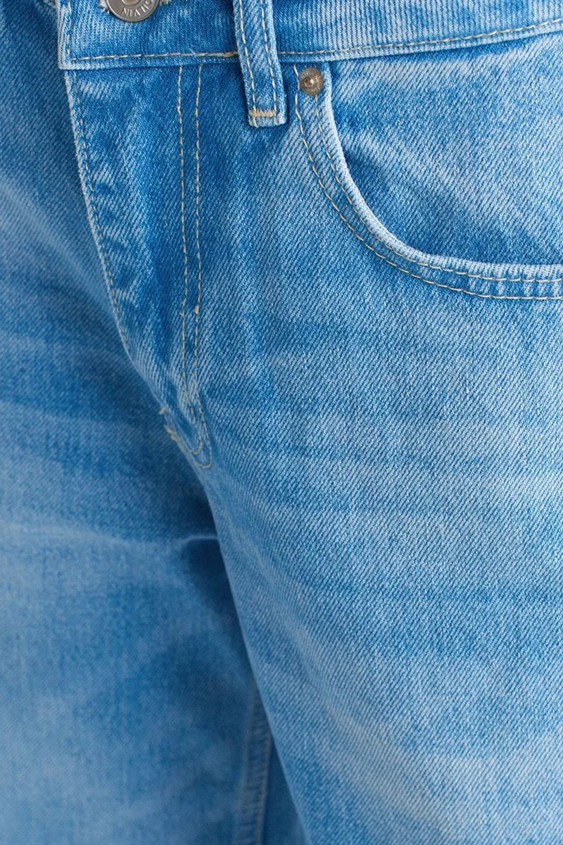 Dilvin Light-Mid Blue Denim DILVIN High-Waist Wide-Leg Cotton Denim Jeans for Women | Best Price UAE