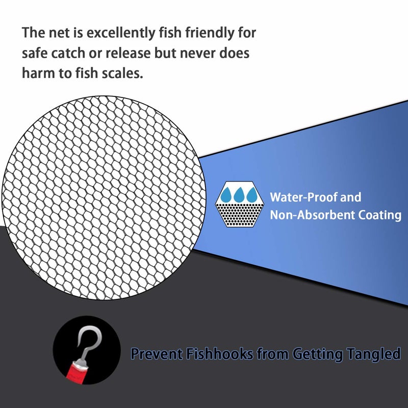 SAN LIKE Collapsible Telescopic Pole Fishing Net - Folding Extend Rubber Coated Freshwater Saltwater Landing Net for Trout Bass Steelhead Salmon Kayak (SD-139S(1.1M)) - Image 4