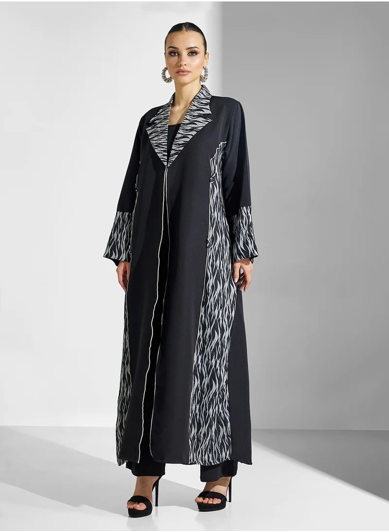 hayas closet Printed Collared Abaya