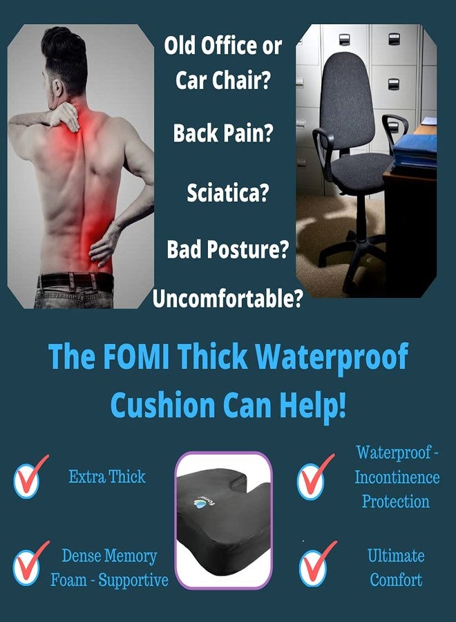 FOMI Extra Thick Water Resistant Seat Cushion (18" x 16" x 3.5") | Orthopedic Memory Foam | Incontinence and Spill Protection | Large Pillow for Car or Truck Seat, Office Chair, Wheelchair - Image 3
