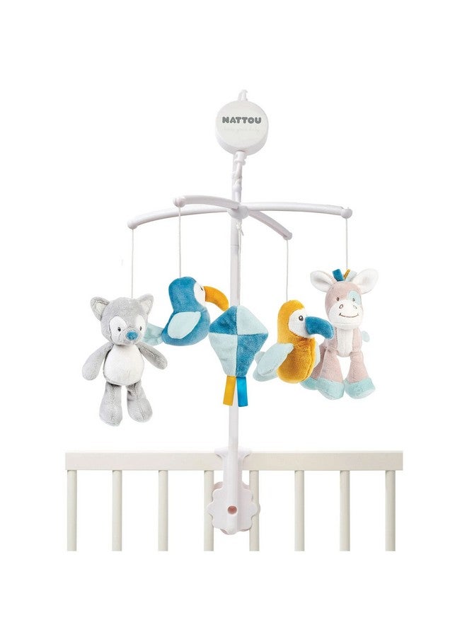 Nattou Mobile with Music Box Tim and Tiloo, Gentle Lullaby La-Le-Lu, 37 X 31 X 9 cm, Blue/Yellow/Gray - Image 1