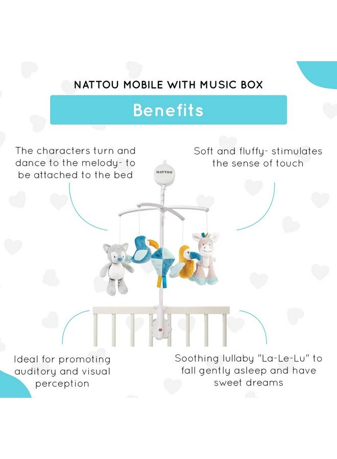Nattou Mobile with Music Box Tim and Tiloo, Gentle Lullaby La-Le-Lu, 37 X 31 X 9 cm, Blue/Yellow/Gray - Image 3