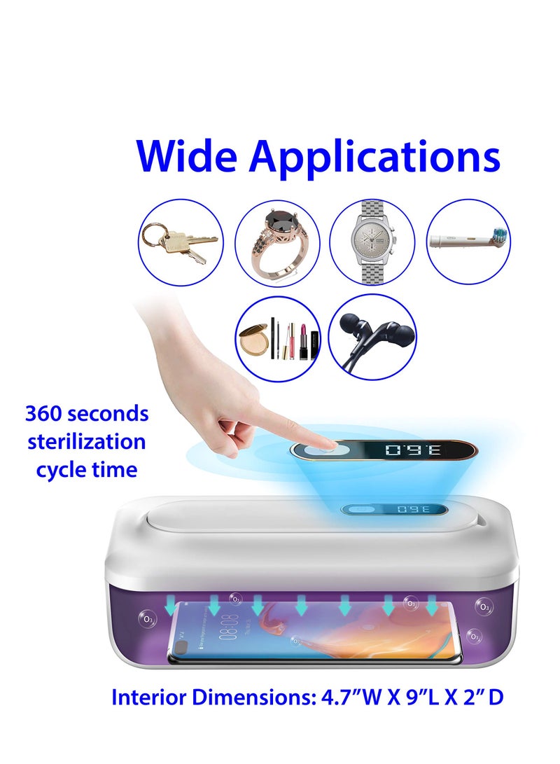 UV Light Sanitizer Box u0026 Wand - Rechargeable Phone Sterilizer, 2 in 1 Design with Removable UV Light Sanitizer Wand, Portable, Rechargeable Ultraviolet Light Disinfection, White - Image 2
