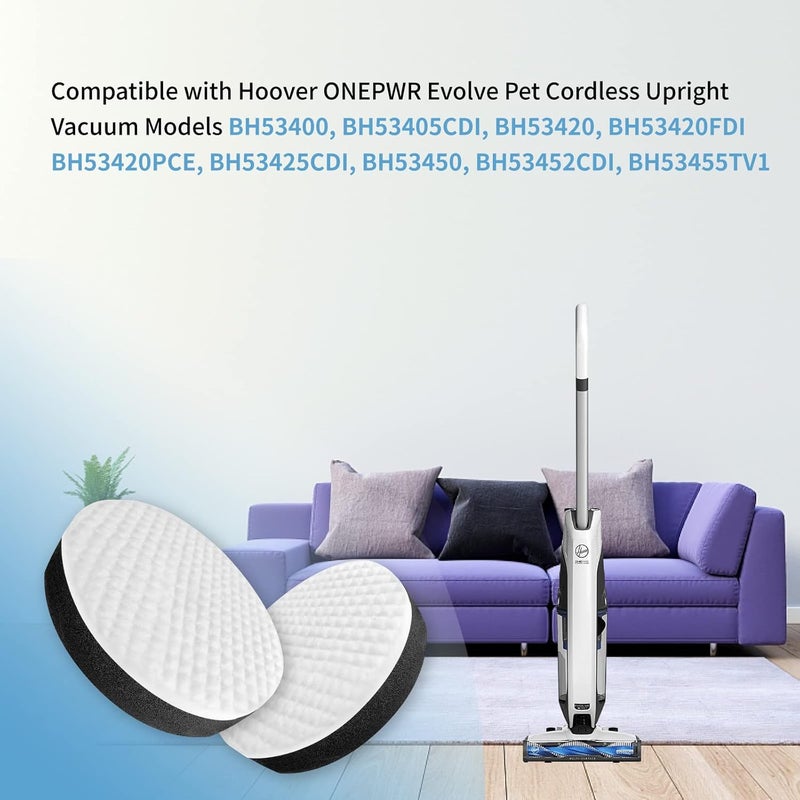 Leemone 4 عبوة فلتر Evolve متوافق مع مكنسة هوفر ONEPWR Evolve Pet اللاسلكية الصغيرة العمودية BH53400 BH53405CDI BH53420 BH53422V BH53420PCE BH53425CDI BH53450 BH53452CDI BH53455TV1 - Image 3