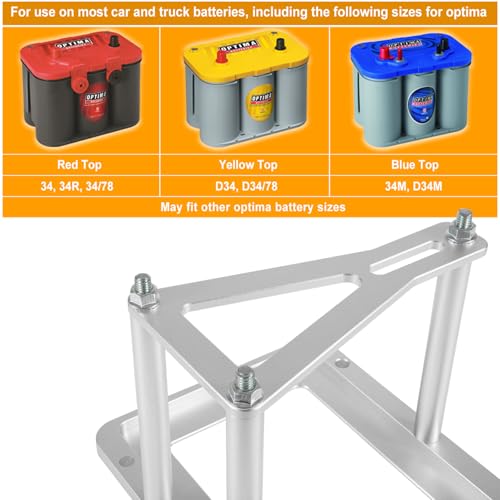 Bonbo Universal Battery Tray Hold Down Trunk Battery Relocation Box Aluminum Fits for Optima Race Racing Mount Red Yellow Blue Top 34 34/78 D34 D34/78 34M D34M - Image 2