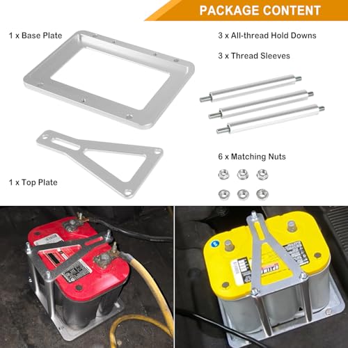 Bonbo Universal Battery Tray Hold Down Trunk Battery Relocation Box Aluminum Fits for Optima Race Racing Mount Red Yellow Blue Top 34 34/78 D34 D34/78 34M D34M - Image 3