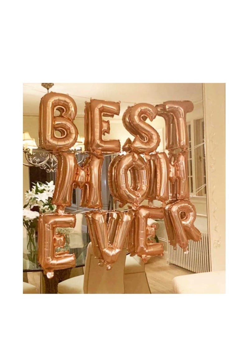 بارتي ويذ إيما بالونات من الذهب الوردي من الألف إلى الياء 32 بوصة بالونات الأبجدية الكبيرة من الذهب الوردي رقائق الهيليوم لتزيين الذكرى السنوية لحفل زفاف (ذهبي وردي-V) - Image 3