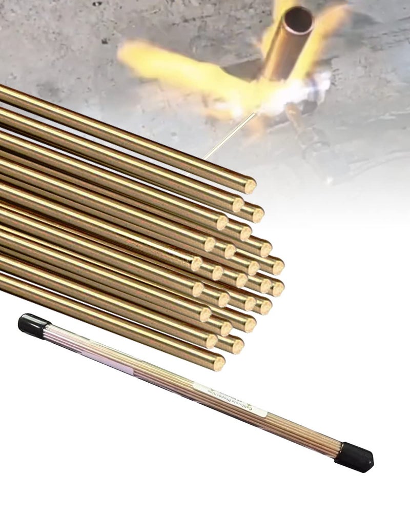 CADHENA 25 Rods Brazing Rods, Brass Solder, Brass Welding Rod for Oxyacetylene Gas Welding Brazing Copper Copper Alloy and Steel, Brass Rods for Crafts DIY 1/16" X 9.84" - Image 1