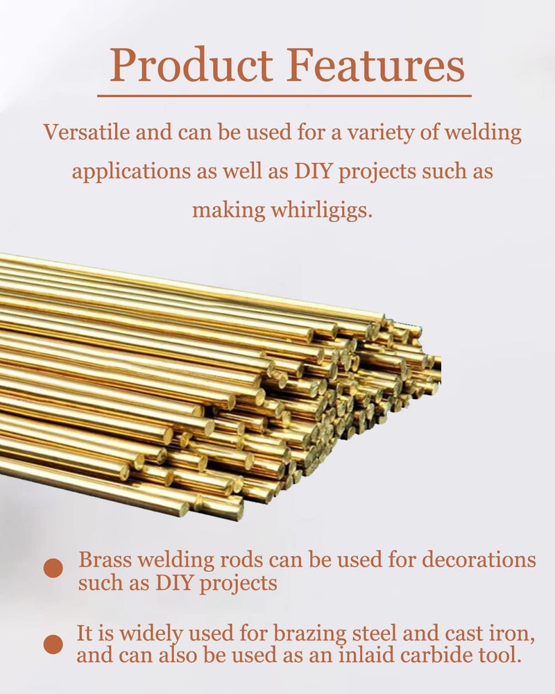 CADHENA 25 Rods Brazing Rods, Brass Solder, Brass Welding Rod for Oxyacetylene Gas Welding Brazing Copper Copper Alloy and Steel, Brass Rods for Crafts DIY 1/16" X 9.84" - Image 4