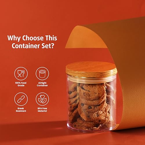 Selvel Wooden Finish Airtight Kitchen Storage Containers – Multiple Sets & Sizes (Lightwood, 800 ML) - Image 5