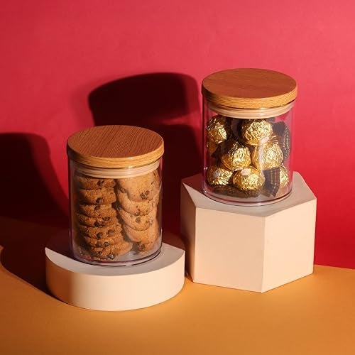 Selvel Wooden Finish Airtight Kitchen Storage Containers – Multiple Sets & Sizes (Lightwood, 800 ML) - Image 1