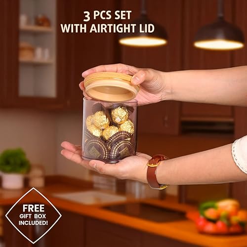 Selvel Wooden Finish Airtight Kitchen Storage Containers – Multiple Sets & Sizes (Lightwood, 800 ML) - Image 3