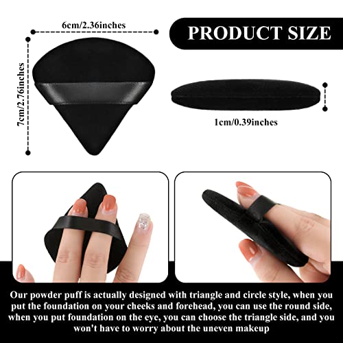 Maitys 12 Pcs Powder Puff Triangle for Face Makeup Cosmetic Loose Powder Puff Velour Soft Body Washable Reusable Foundation Sponge Wet Dry Makeup Tool for WomenSmallBlack Pink - Image 3