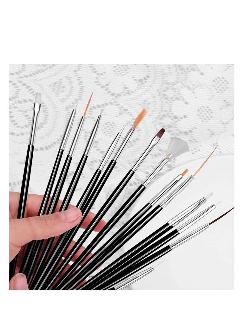 15pcs Nail Art Brushes- Professional Nail Art Brushes- Sable Nail Art Brush Pen, Detailer, Liner, Brush Dotting Tool Nail Art Brush Professional Nail Art Brush Set - Image 3