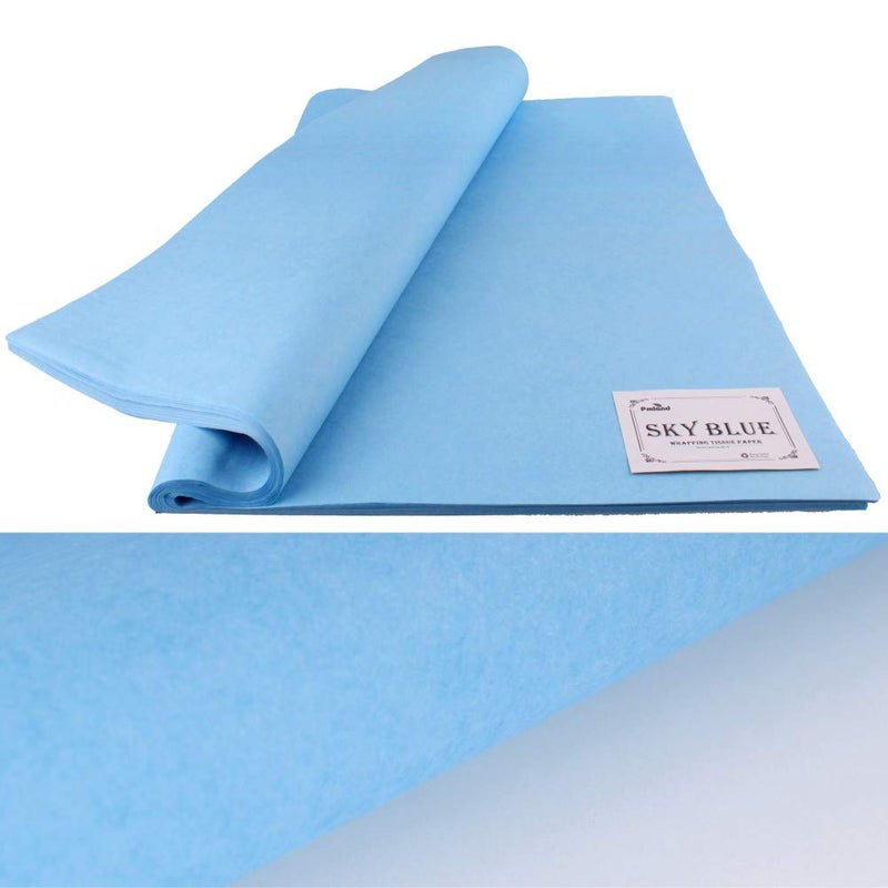 PMLAND 100 Sheets Sky Blue Tissue Paper Bulk, 20x15 Inches Double Sided Color Wrapping Tissue Paper for Gift Wrap Bags Crafts Wedding Party and Holiday Decorations - Image 2