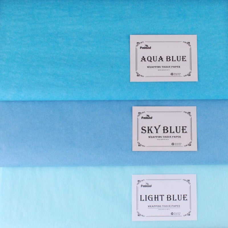 PMLAND 100 Sheets Sky Blue Tissue Paper Bulk, 20x15 Inches Double Sided Color Wrapping Tissue Paper for Gift Wrap Bags Crafts Wedding Party and Holiday Decorations - Image 4