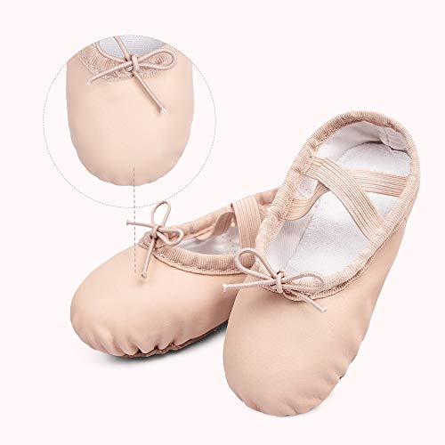 Stelle Ballet Shoes for Girls Toddler Ballet Slippers Soft Leather Boys Dance Shoes for Toddler/Little Kid/Big Kid(Ballet Pink (with Lace), 11ML) - Image 3
