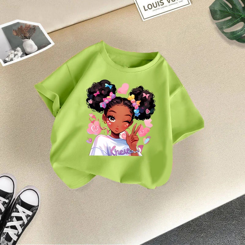 2026 New Style Girls' Short-Sleeved Girls' T-Shirt Children'S Tops Baby Casual Printed Summer Children'S Clothing - Image 1
