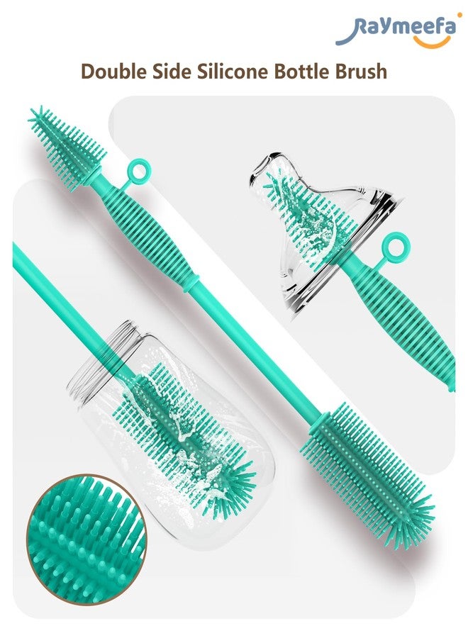 Raymeefa Double Sided Cleaning Brush,Soft Kitchen Scrub Brush,Reusable Silicone Bottle Cleaning Brush,Narrow Neck Bottle Brush Cleaner,Long Handle Bottle Brushes for Cleaning (Green) - Image 2