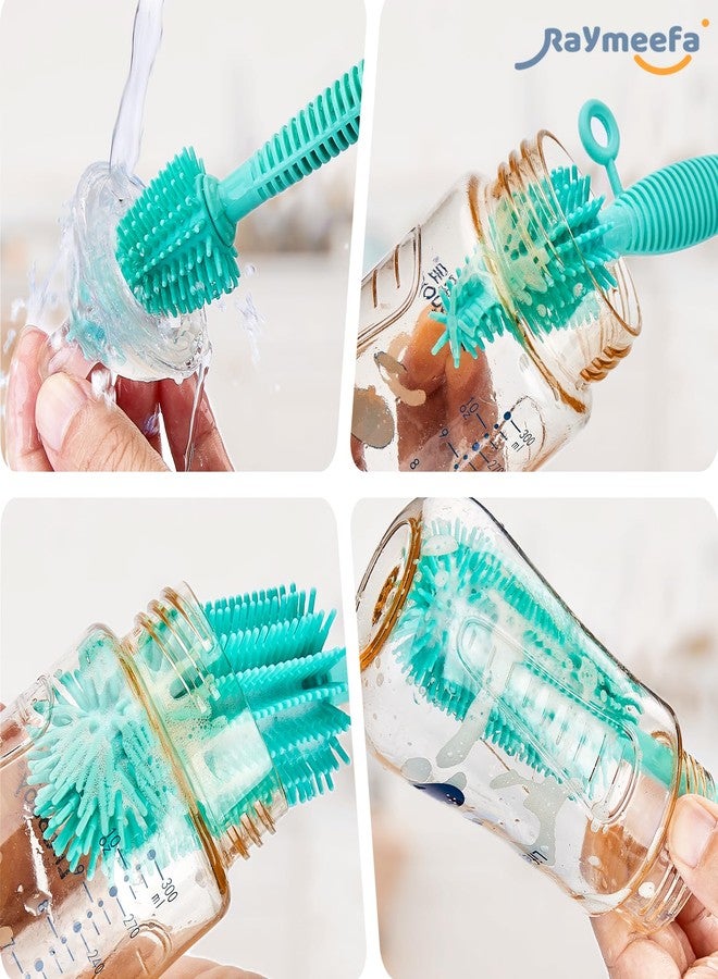 Raymeefa Double Sided Cleaning Brush,Soft Kitchen Scrub Brush,Reusable Silicone Bottle Cleaning Brush,Narrow Neck Bottle Brush Cleaner,Long Handle Bottle Brushes for Cleaning (Green) - Image 3