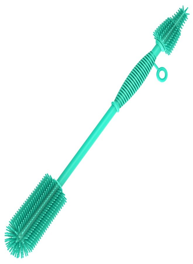 Raymeefa Double Sided Cleaning Brush,Soft Kitchen Scrub Brush,Reusable Silicone Bottle Cleaning Brush,Narrow Neck Bottle Brush Cleaner,Long Handle Bottle Brushes for Cleaning (Green) - Image 1