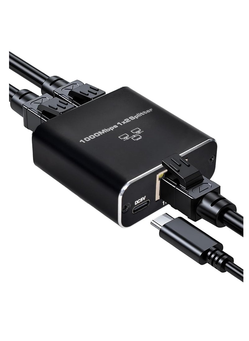 ماركة غير محددة مفتاح شبكة إيثرنت جيجابت 1 إلى 2 – مقسم إيثرنت عالي السرعة 1000Mbps مع كابل USB-C  - Image 1