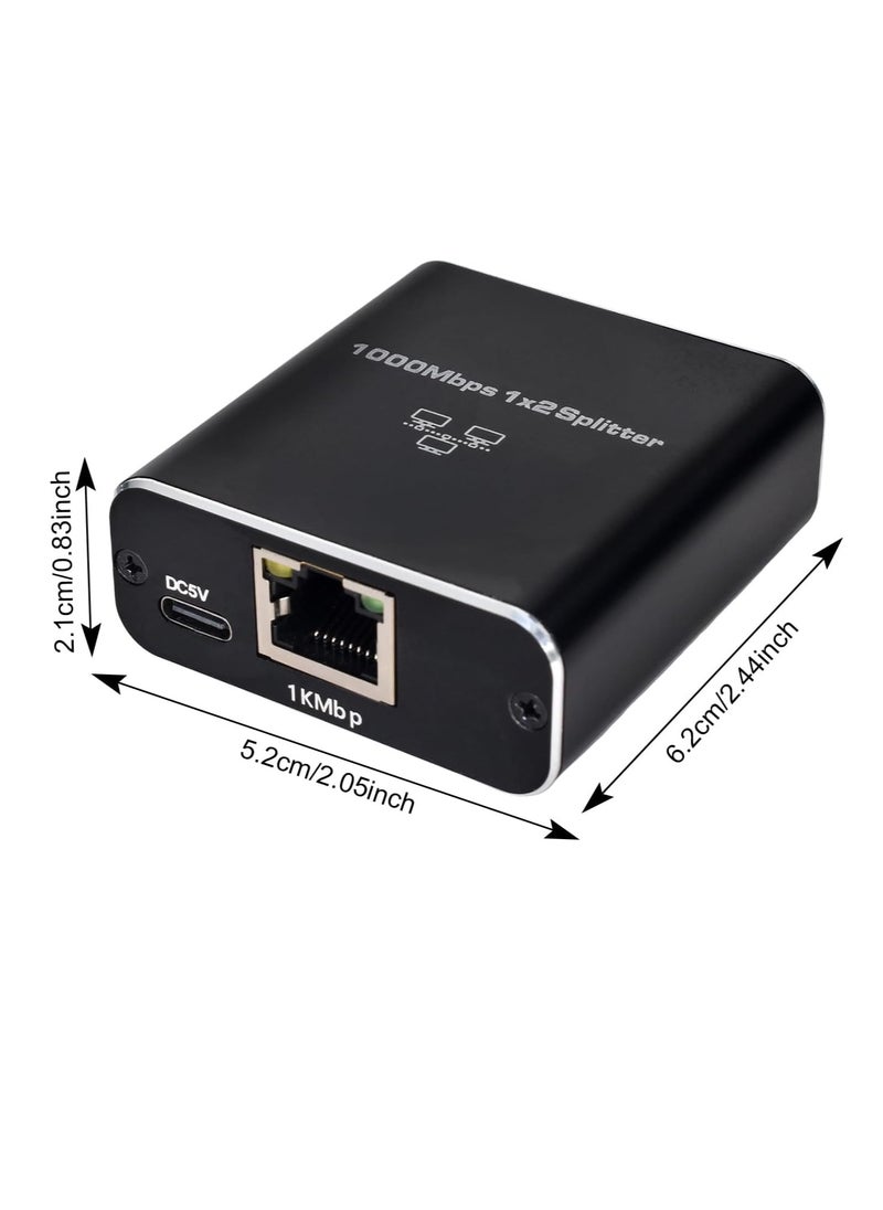 ماركة غير محددة مفتاح شبكة إيثرنت جيجابت 1 إلى 2 – مقسم إيثرنت عالي السرعة 1000Mbps مع كابل USB-C  - Image 2