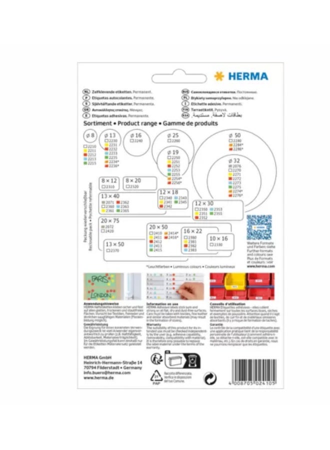 هيرما ملصقات متعددة الأغراض، 20 × 50 مم، بيضاء، التصاق دائم، للكتابة اليدوية - Image 2