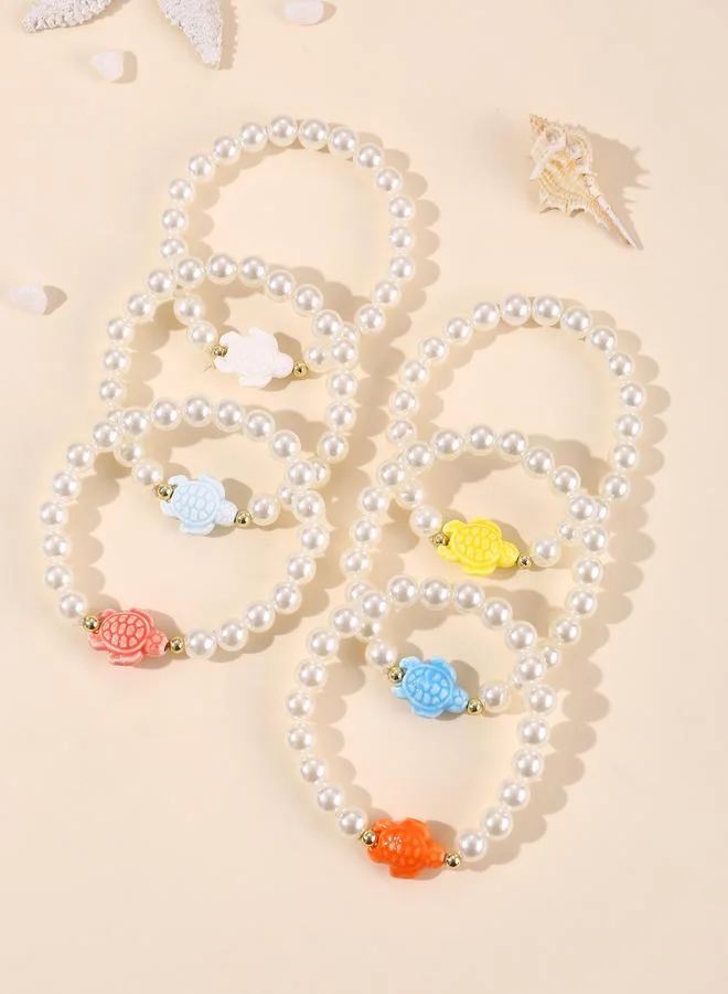 تايك تو Pack of 6 Pearls and Turtle Beaded Bracelets