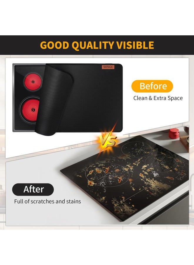 SONGC Stove Top Cover for Electric Stove,30×21 Inches Electric Stove Top Cover， Heat Resistant Stove Top Covers for Electric Stove, Glass Stove Top Protector，Electric Stove Top Cover Mat, Fireproof black - Image 3