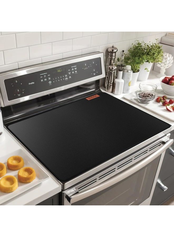 SONGC Stove Top Cover for Electric Stove,30×21 Inches Electric Stove Top Cover， Heat Resistant Stove Top Covers for Electric Stove, Glass Stove Top Protector，Electric Stove Top Cover Mat, Fireproof black - Image 1