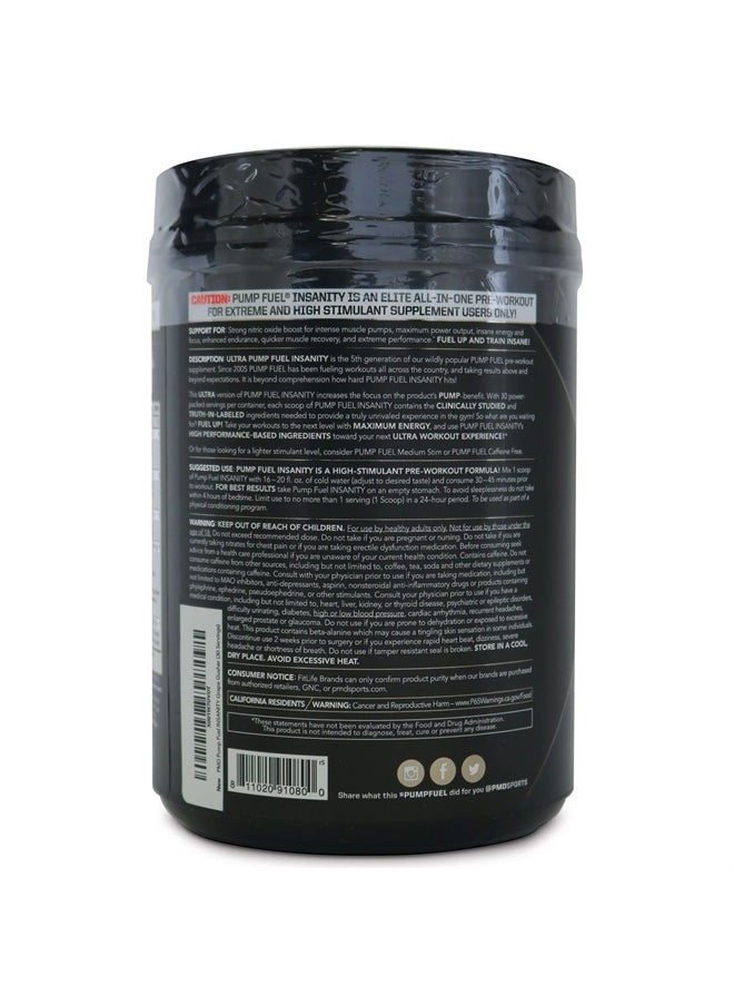 PMD - Sports Ultra Pump Fuel Insanity - Pre Workout Drink Mix for Energy, Strength, Endurance, Recovery - Complex Carbohydrates and Amino Energy - Miami Sunrise (30 Servings) - Image 1