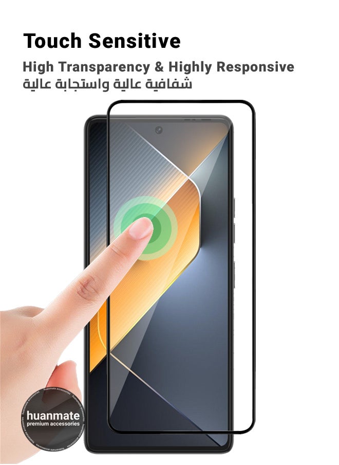 huanmate - 2 Pieces Tecno Pova 6 Pro Screen Protector – Premium Edge to Edge Tempered Glass, High Transparency, Delicate Touch, Anti-Explosion, Smooth Arc Edges, Easy Installation - Image 1