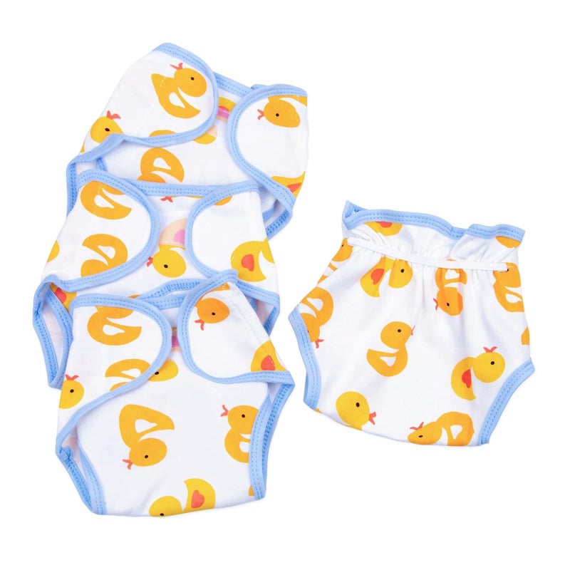 Pedolltree Reborn Baby Doll Diapers Underwear Accessories for 1722 Inch Reborn Doll Diapers Washable Reusable Yellow Duck 4 PCS Set - Image 3