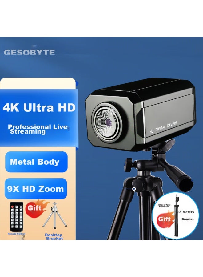 Gesobyte Jixuan C950 Remote Control 4k Zoom Webcam With Metal Body, Microphone, Hd External For Desktop And Laptop, For Video Calls, Meetings, Office Work, And Online Teaching - Image 1