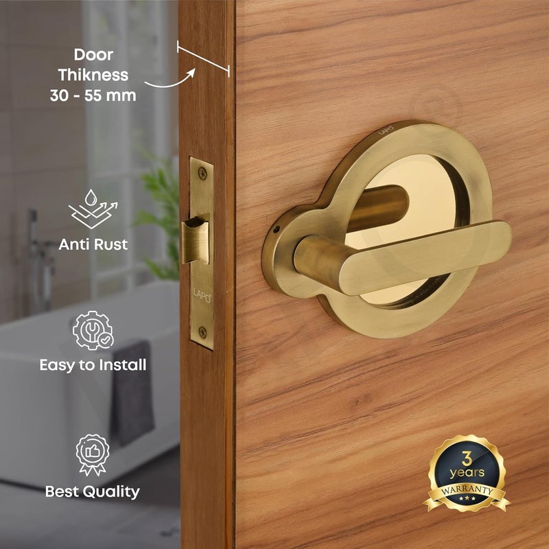 LAPO LAPO Signature Door Lock for Bathroom Door and Balcony Door Mortise Door Lock Without Key for HomeOfficeHotel AntiqueGold Finish 3 Years Warranty Ro177  - Image 2