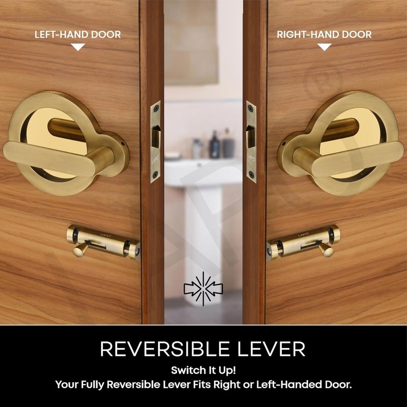 LAPO LAPO Signature Door Lock for Bathroom Door and Balcony Door Mortise Door Lock Without Key for HomeOfficeHotel AntiqueGold Finish 3 Years Warranty Ro177  - Image 5