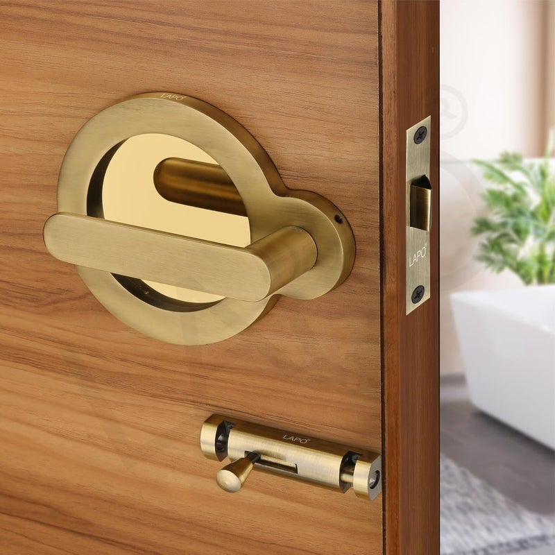 LAPO LAPO Signature Door Lock for Bathroom Door and Balcony Door Mortise Door Lock Without Key for HomeOfficeHotel AntiqueGold Finish 3 Years Warranty Ro177  - Image 1