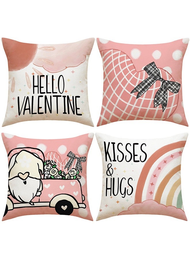 Pillow Covers, Modern Sofa Throw Pillow Cover, Decorative Outdoor Polyster Pillow Case for Couch Bed Car 45x45cm for Home (Pink, 18x18,Set of 4) - Image 1