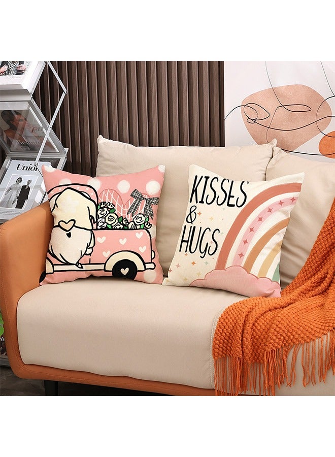 Pillow Covers, Modern Sofa Throw Pillow Cover, Decorative Outdoor Polyster Pillow Case for Couch Bed Car 45x45cm for Home (Pink, 18x18,Set of 4) - Image 3