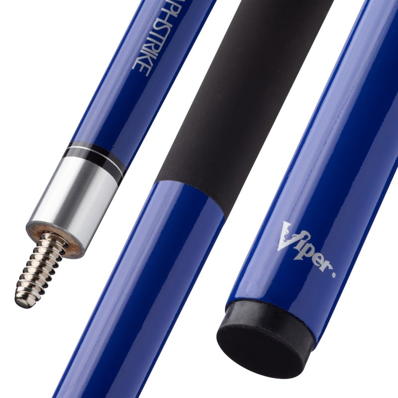 Viper Graphstrike 58" 2-Piece Fiberglass Graphite Composite Billiard/Pool Cue, Blue, with Veltex Wrap - Image 1