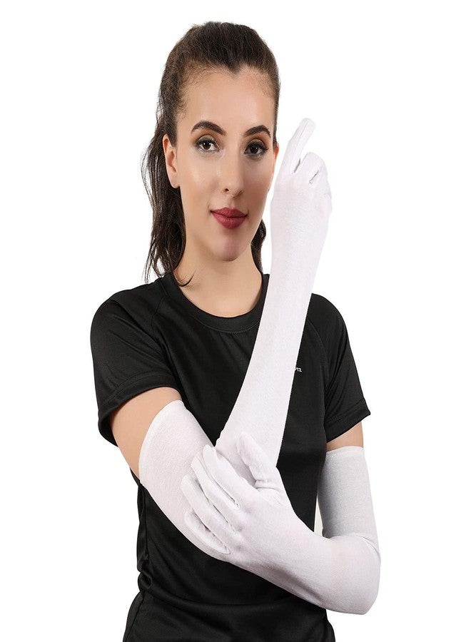 NESVIB Cotton Full Hand Glove For Summer, Dust & Sun Protection for Men, Women White Color - Image 2