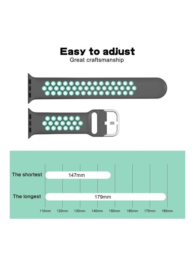 BGM Replacement Band for Apple Watch Series 1/2/3/4/5/6/SE 38/40mm Grey/White - Image 3
