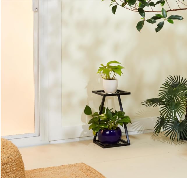 TRUPOT Multiple Black Metal Plant Stand for Balcony | Outdoor Indoor planter Z shape plant stand(ZST) - Image 4