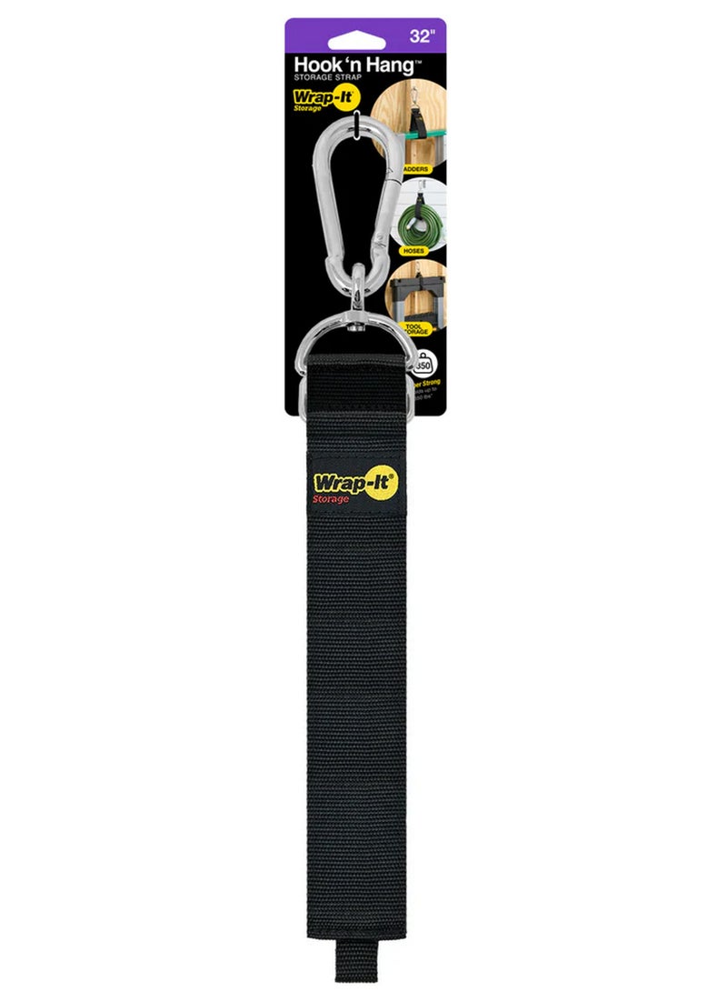 Wrap-It Storage Hook N Hang Storage Strap Black Holds Up To 350 Lbs 32-Inch - Image 1