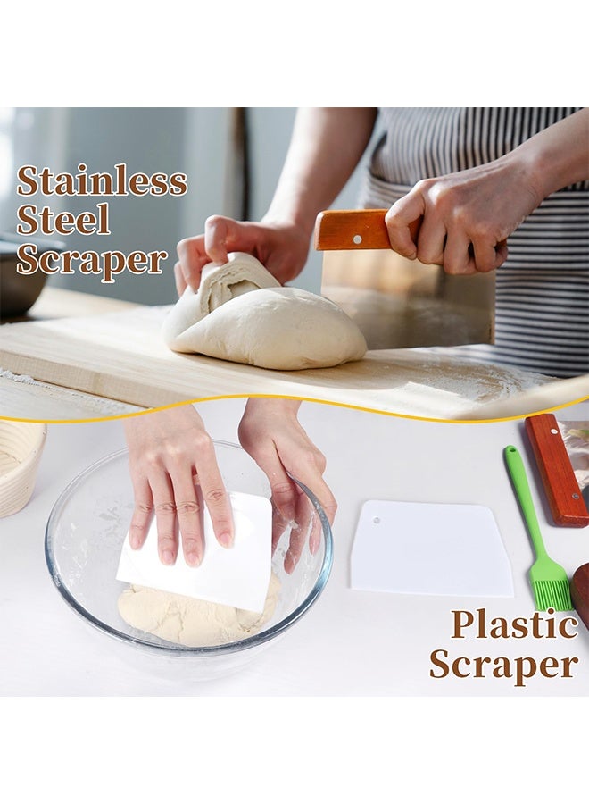 Arabest Banneton Bread Proofing Basket Set, 11 Inch Sourdough Proofing Basket and Bread Baking Supplies-Bread Lame, Danish Whisk, Bowl & Dough Scraper, Brush, (10in Oval*2PCS) - Image 5