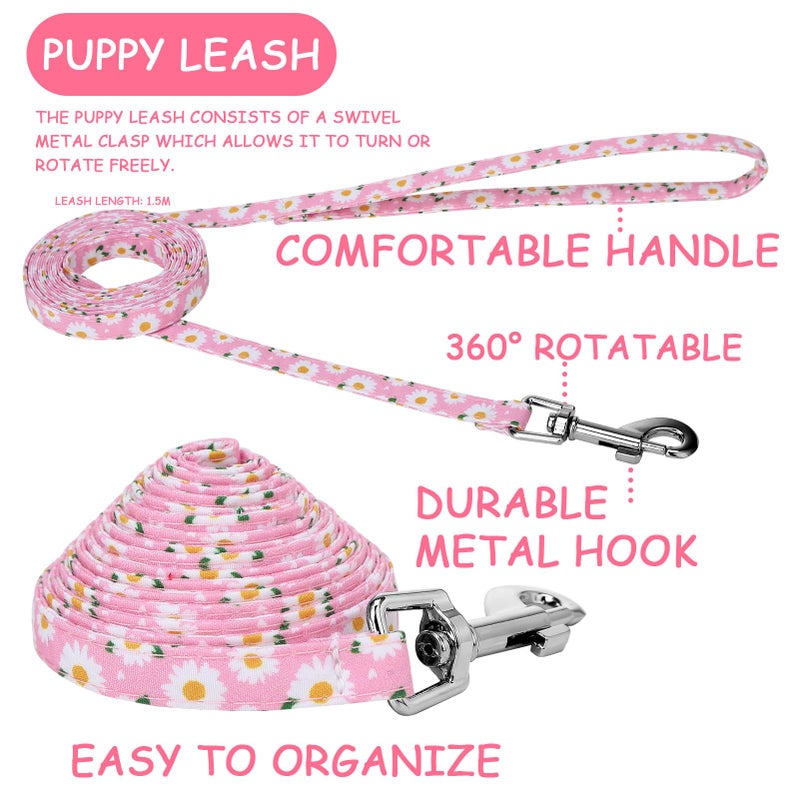 Guiqulai 6 Pack Dog Collar and Leash Set, Puppy Collar and Leash Adjustable Floral Dog Collars for Small Dogs Soft Pet Collar for Puppy Small Dogs - Image 4