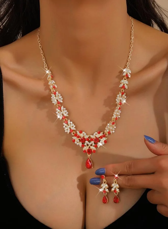 Take Two 2-Piece Embellished Rhinestone Drop Necklace and Earrings Jewelry Set